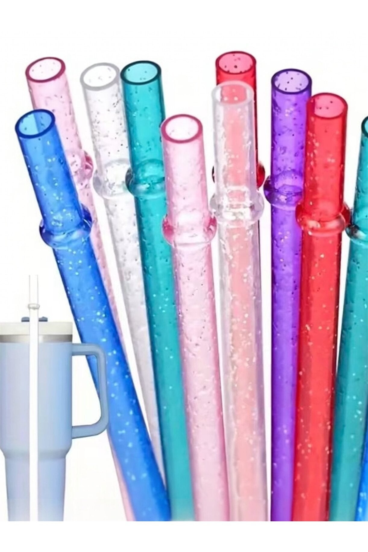 Simli Halkalı Tritan Pipet Seti + Temizleme Fırçası - 40oz Uyumlu