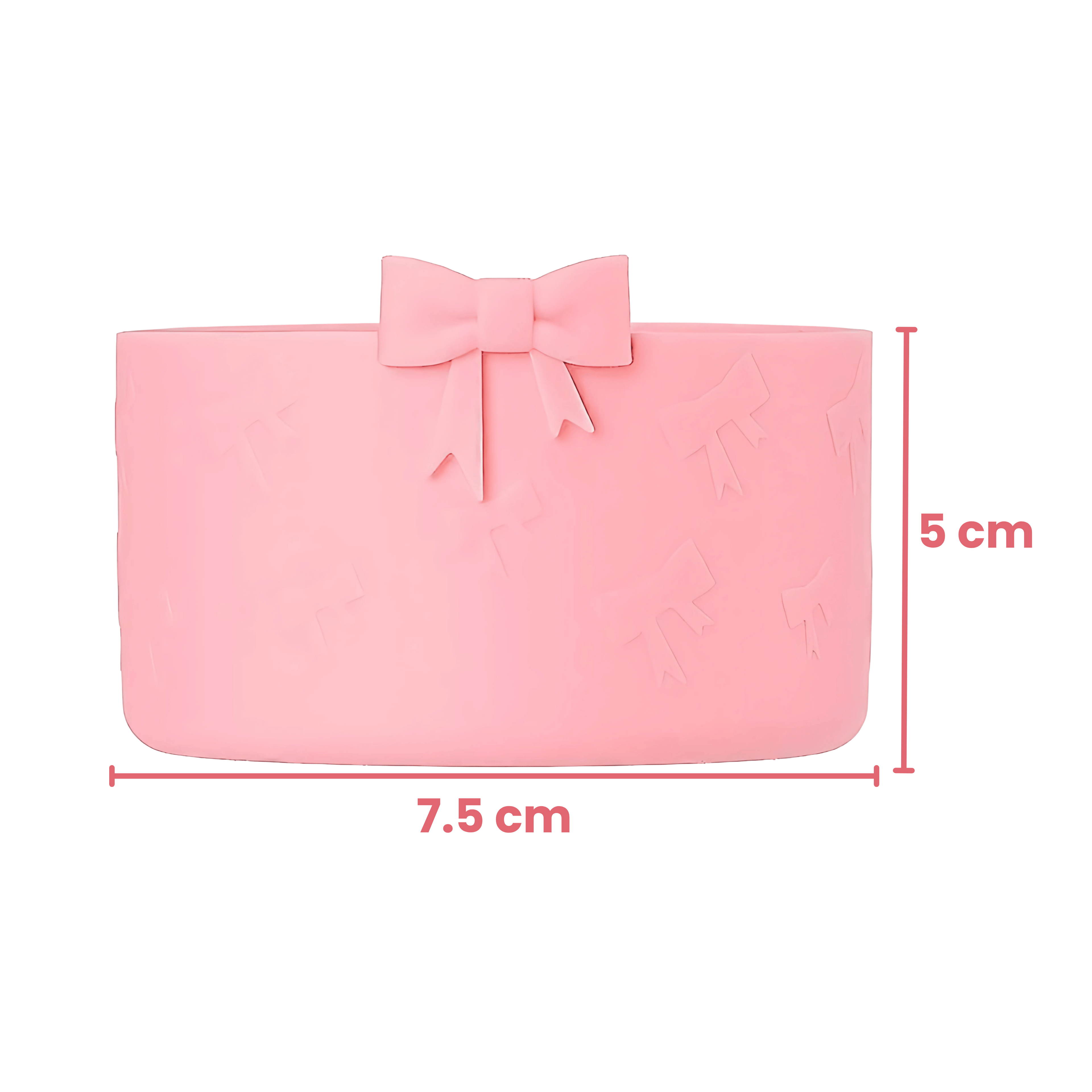 Pink silicone base protector dimensions, 7.5 cm wide and 5 cm tall