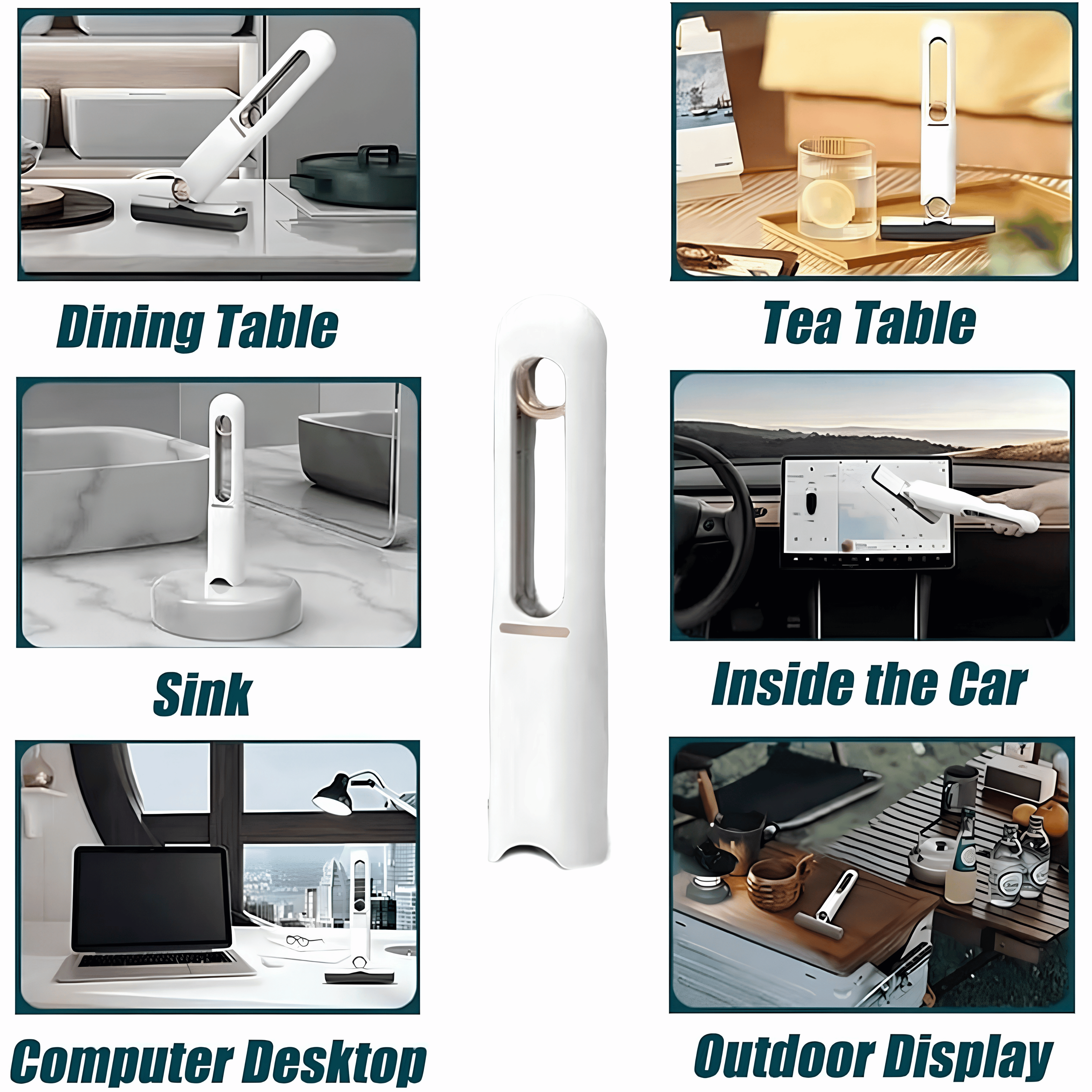 Mini mop use cases: desk, sink, car and office