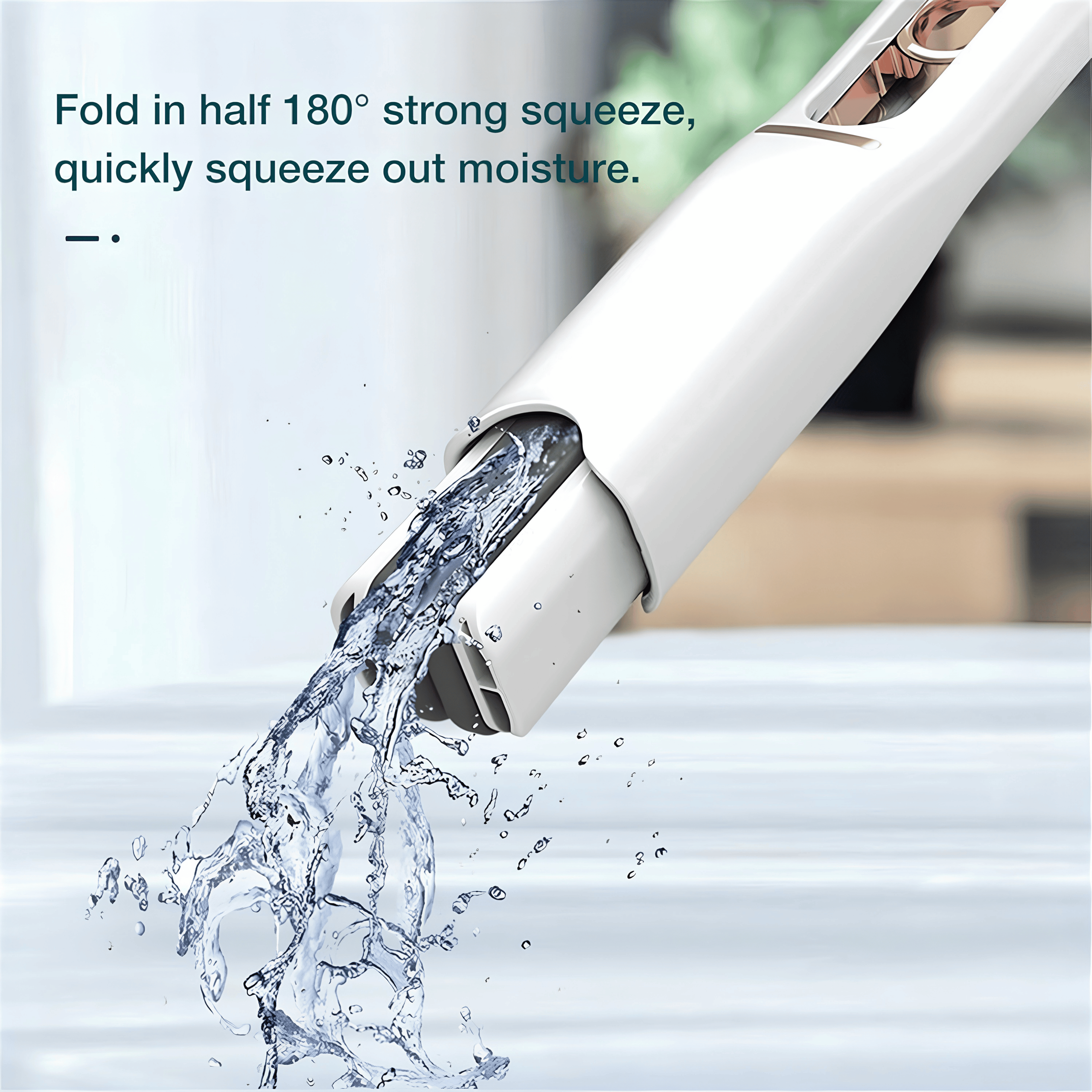 Mop folding 180 degrees to squeeze out water