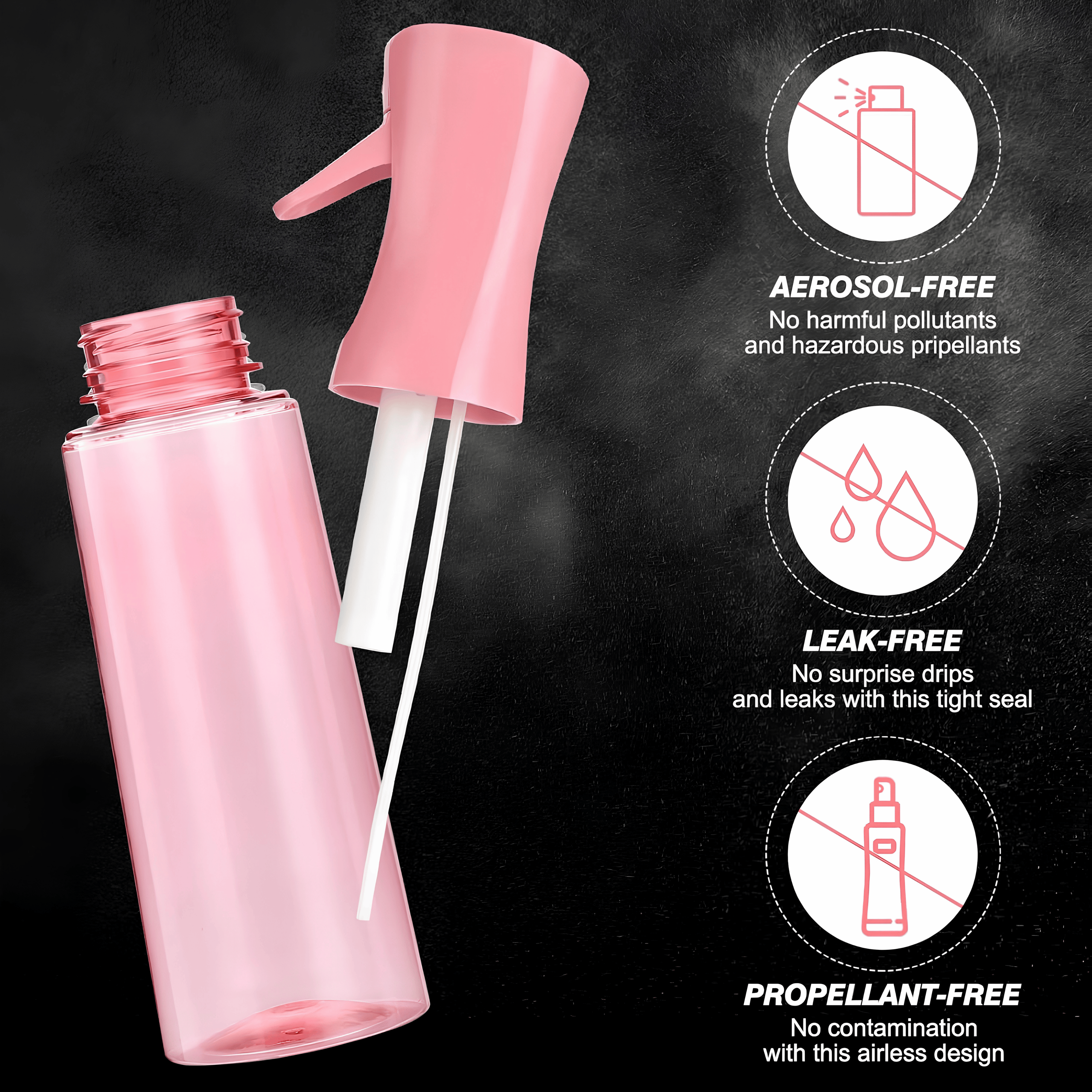 Opened cap and inner straw of a pink spray bottle