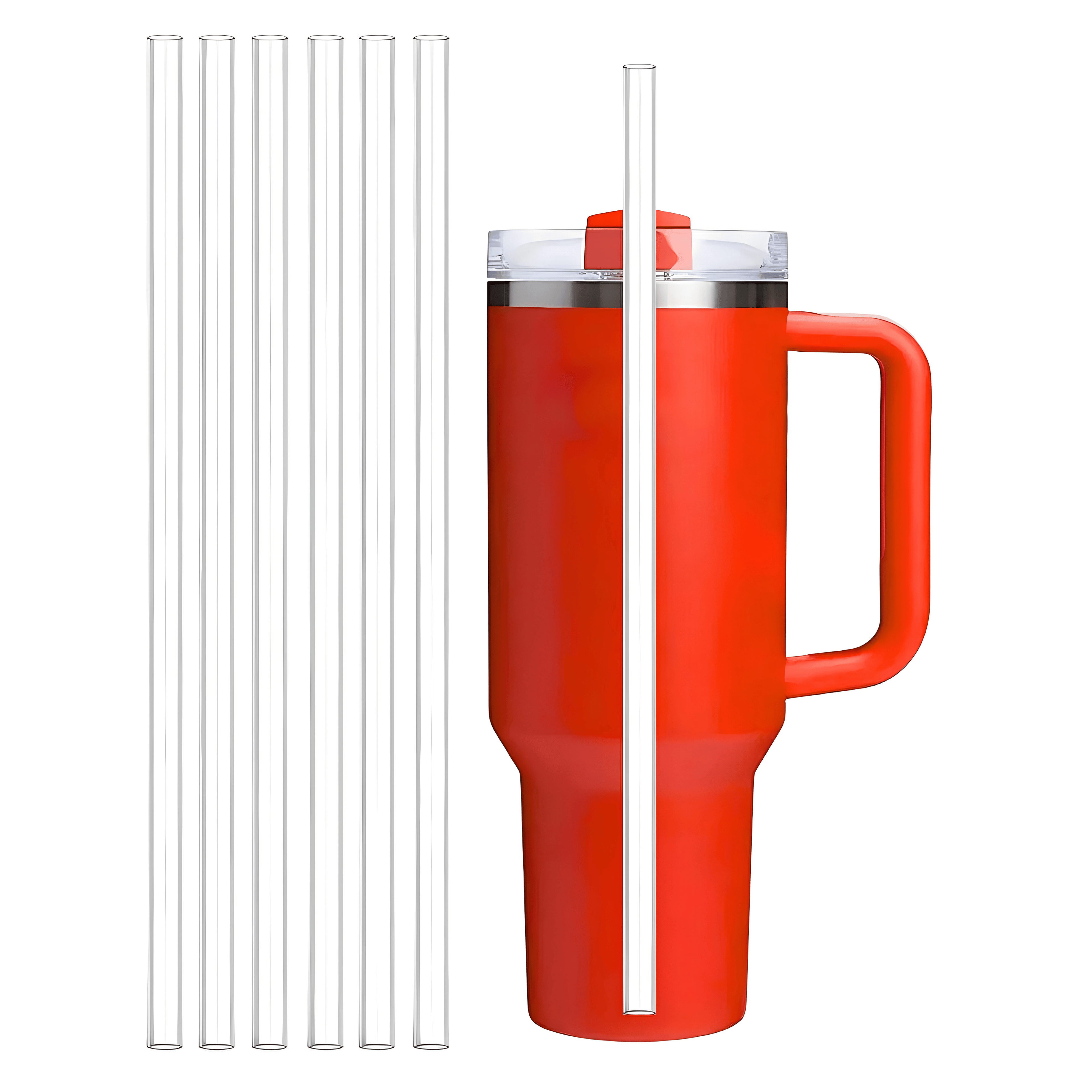 6'lı şeffaf Tritan pipet seti, Stanley Quencher uyumlu