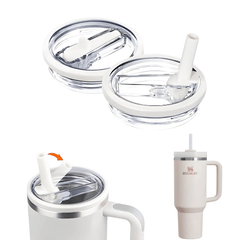 Yedek Bardak Kapağı – Krem Flip Pipetli Sızdırmaz, Stanley Quencher 40oz Uyumlu