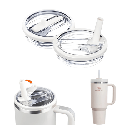 Şeffaf flip pipetli yedek bardak kapağı, krem pipet ve conta, Stanley Quencher uyumlu